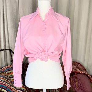 70s Pink Polyester Blouse